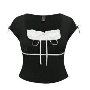 Goth Black and White Peasant Style Top Size 2XL NEW NWT